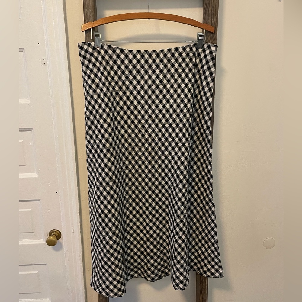 J Crew Gwyneth slip skirt in Gramercy gingham linen